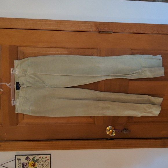 Vintage JouJou Skins Genuine Suede Pistachio Green Straight Leg Pants Size 5/6 - Picture 1 of 15
